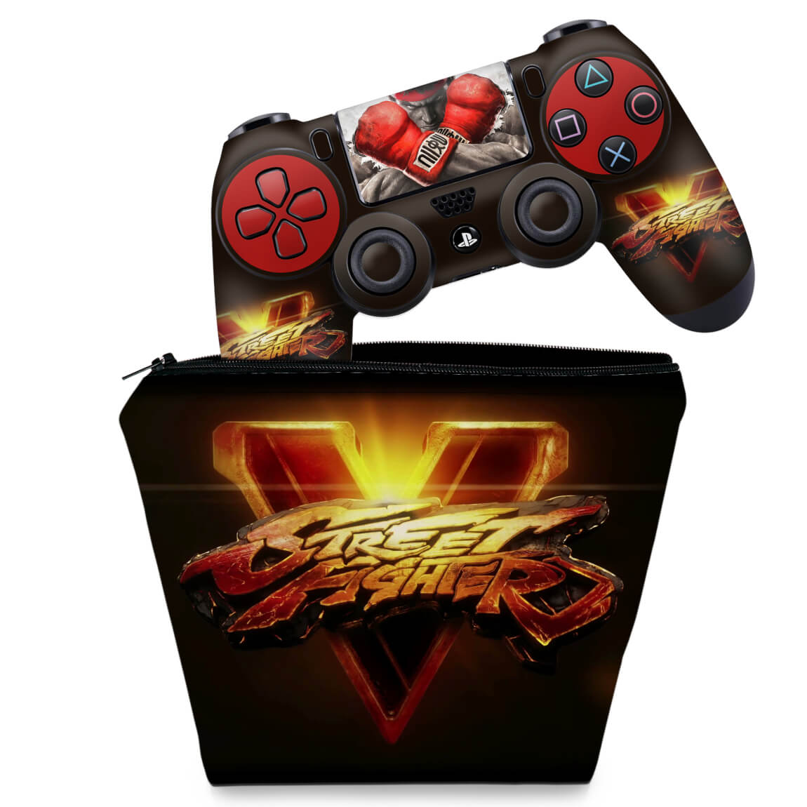 KIT Capa Case e Skin Anti-Rage PS4 Controle - Street Fighter V