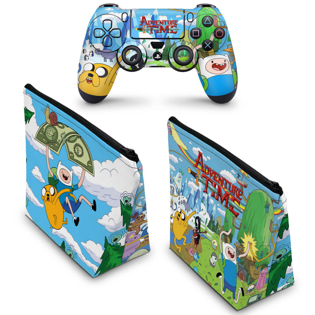 KIT Capa Case e Skin Anti-Rage PS4 Controle - Hora De Aventura - Pop Arte Skins - foto 2