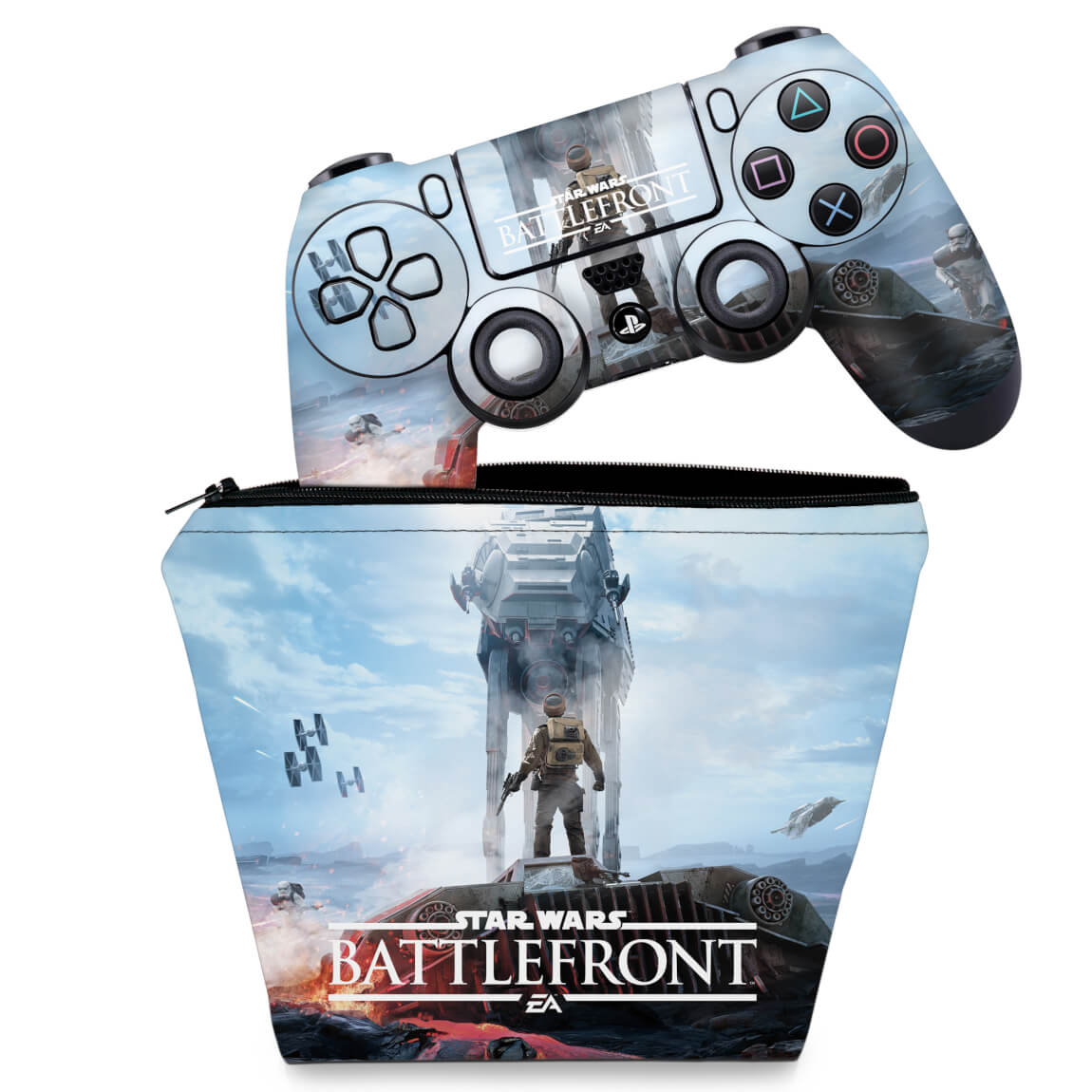 KIT Capa Case e Skin Anti-Rage PS4 Controle - Star Wars - Battlefront