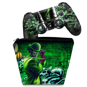 KIT Capa Case e Skin Anti-Rage PS4 Controle - Charada Batman - Pop Arte Skins