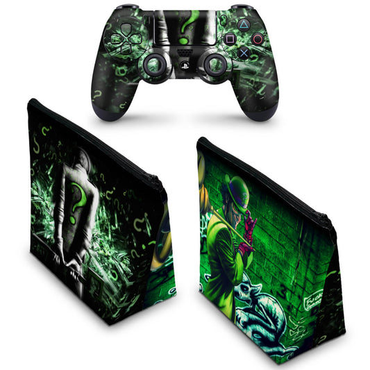 KIT Capa Case e Skin Anti-Rage PS4 Controle - Charada Batman