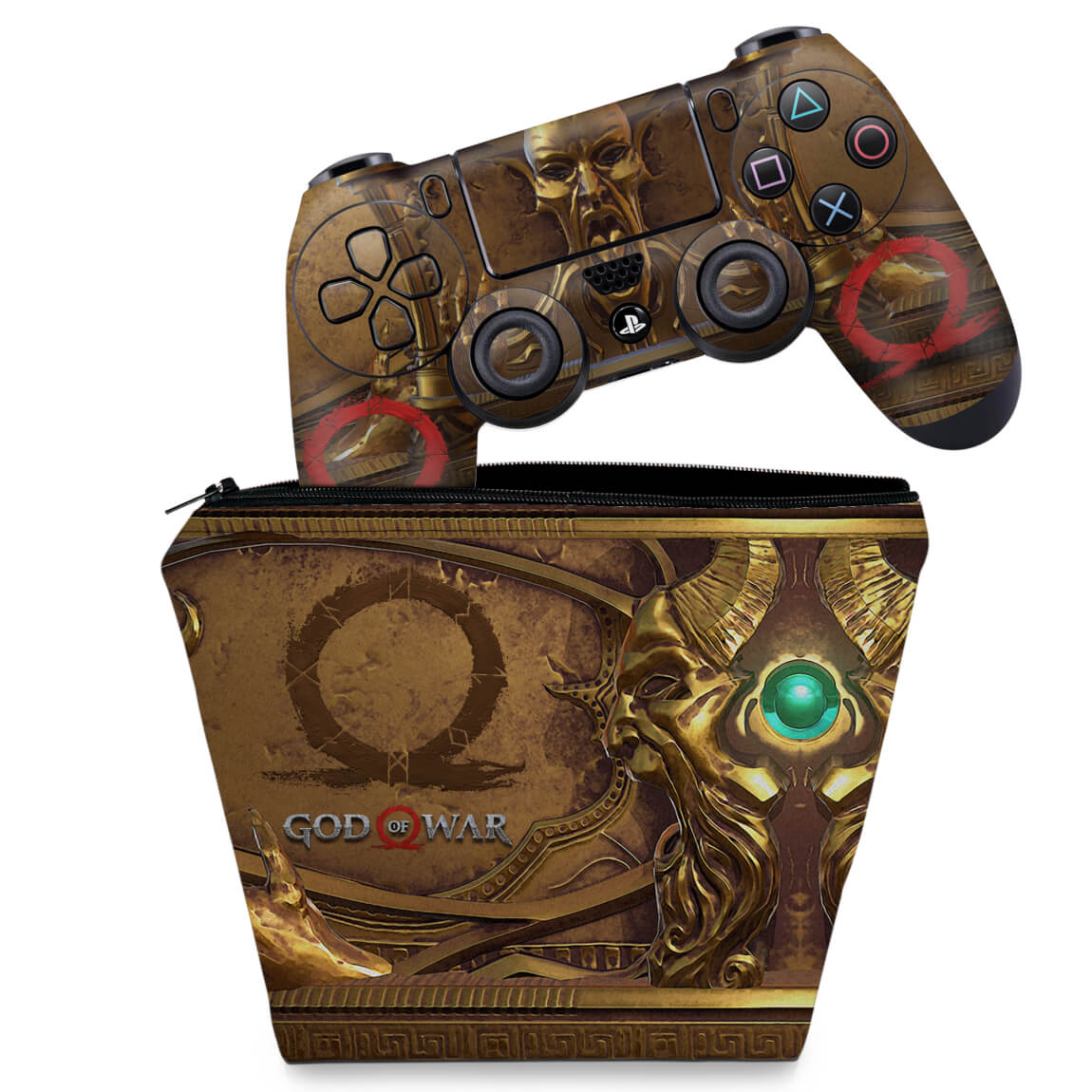 KIT Capa Case e Skin Anti-Rage PS4 Controle - Pandora'S Box God Of War