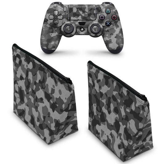 KIT Capa Case e Skin Anti-Rage PS4 Controle - Camuflagem Cinza
