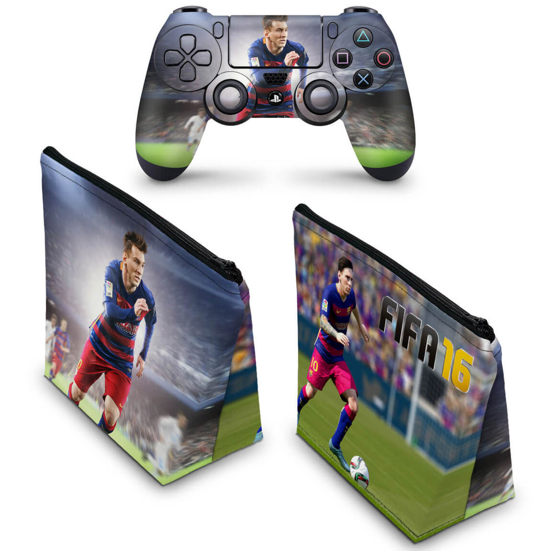 KIT Capa Case e Skin Anti-Rage PS4 Controle - Fifa 16 - Pop Arte Skins - foto 2