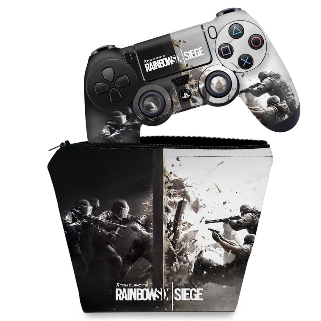 KIT Capa Case e Skin Anti-Rage PS4 Controle - Tom Clancy'S Rainbow Six Siege - Pop Arte Skins