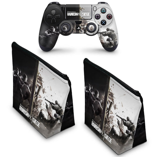 KIT Capa Case e Skin Anti-Rage PS4 Controle - Tom Clancy'S Rainbow Six Siege
