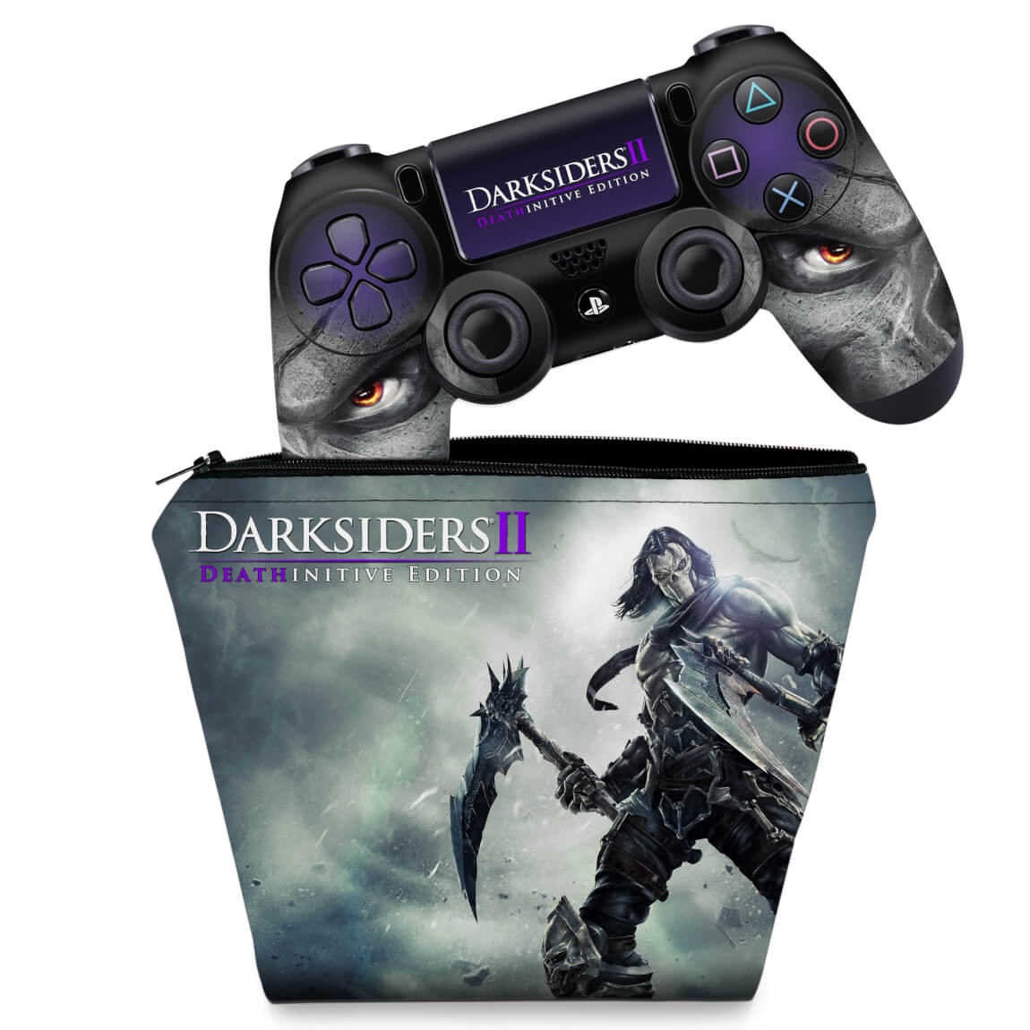 KIT Capa Case e Skin Anti-Rage PS4 Controle - Darksiders Deathinitive Edition