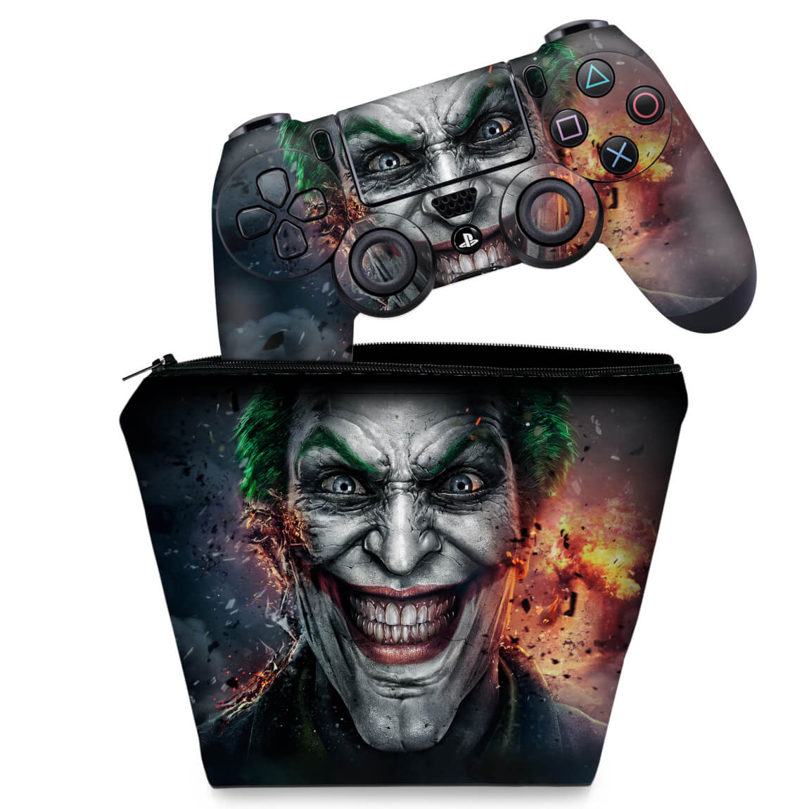 KIT Capa Case e Skin Anti-Rage PS4 Controle - Coringa Joker