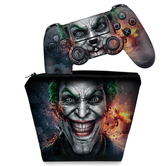 KIT Capa Case e Skin Anti-Rage PS4 Controle - Coringa Joker