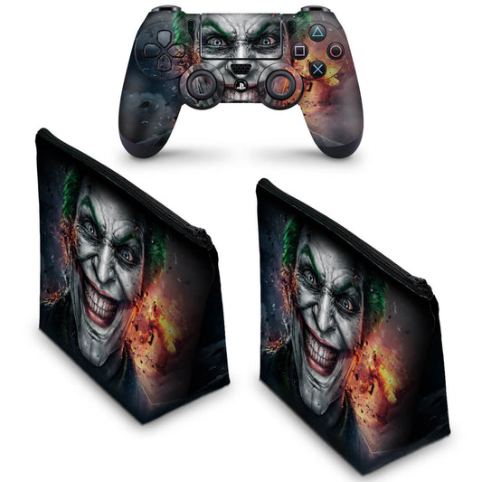KIT Capa Case e Skin Anti-Rage PS4 Controle - Coringa Joker