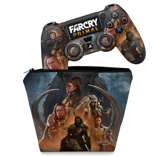 KIT Capa Case e Skin Anti-Rage PS4 Controle - Far Cry Primal