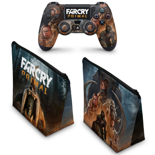 KIT Capa Case e Skin Anti-Rage PS4 Controle - Far Cry Primal