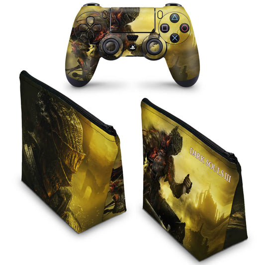 KIT Capa Case e Skin Anti-Rage PS4 Controle - Dark Souls 3