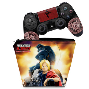 KIT Capa Case e Skin Anti-Rage PS4 Controle - Fullmetal Alchemist: Brotherhood - Pop Arte Skins