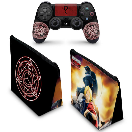 KIT Capa Case e Skin Anti-Rage PS4 Controle - Fullmetal Alchemist: Brotherhood