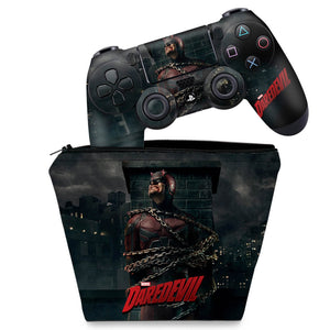 KIT Capa Case e Skin Anti-Rage PS4 Controle - Daredevil Demolidor - Pop Arte Skins