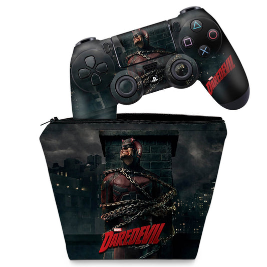 KIT Capa Case e Skin Anti-Rage PS4 Controle - Daredevil Demolidor