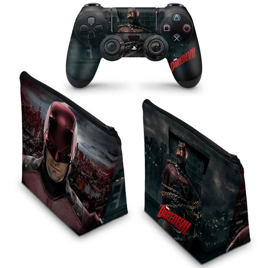 KIT Capa Case e Skin Anti-Rage PS4 Controle - Daredevil Demolidor