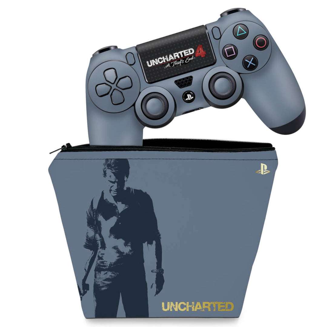 KIT Capa Case e Skin Anti-Rage PS4 Controle - Uncharted 4 Limited Edition - Pop Arte Skins