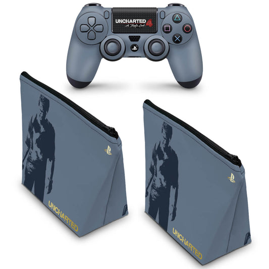 KIT Capa Case e Skin Anti-Rage PS4 Controle - Uncharted 4 Limited Edition