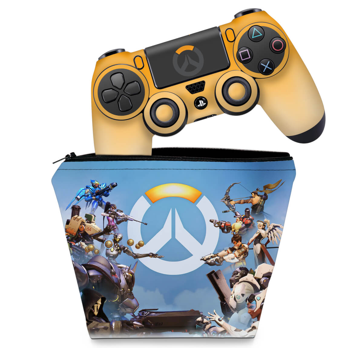 KIT Capa Case e Skin Anti-Rage PS4 Controle - Overwatch