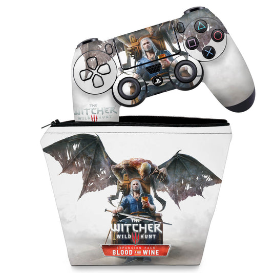 KIT Capa Case e Skin Anti-Rage PS4 Controle - The Witcher 3: Wild Hunt - Blood And Wine