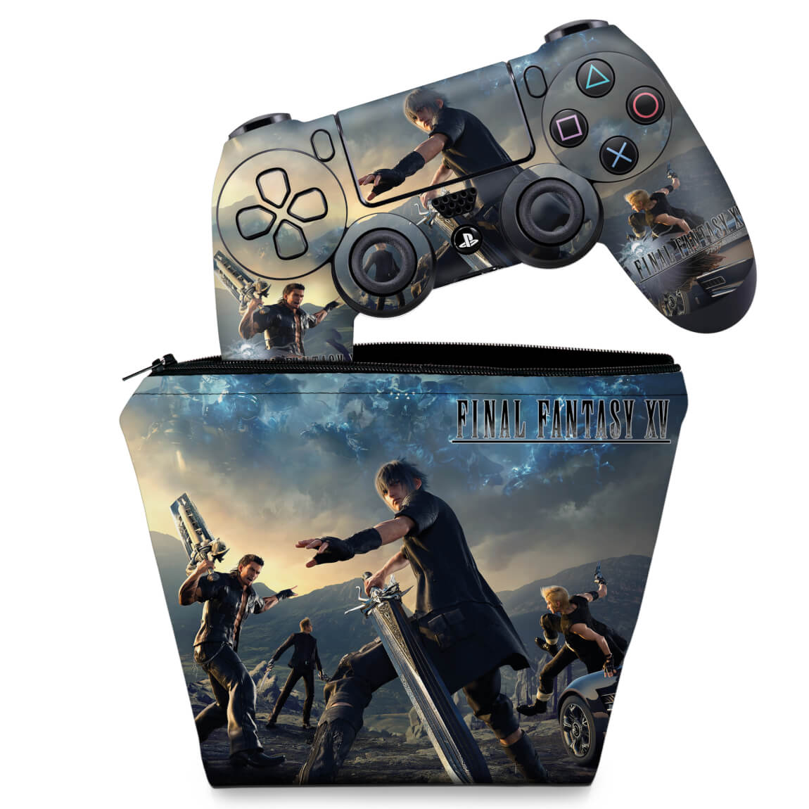 KIT Capa Case e Skin Anti-Rage PS4 Controle - Final Fantasy Xv #B