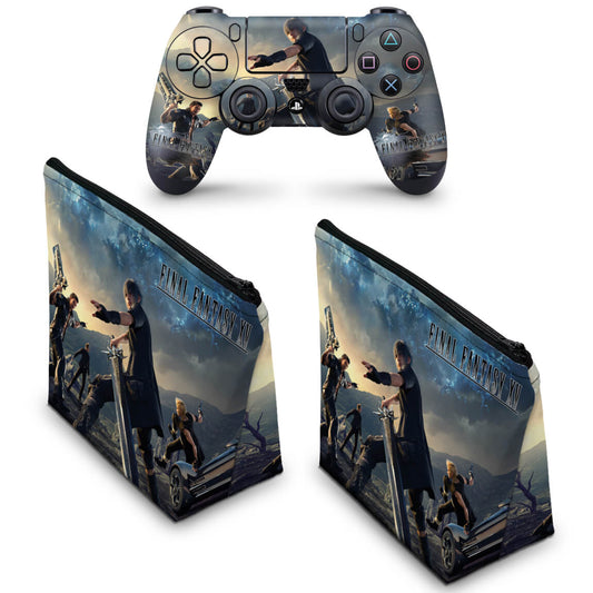 KIT Capa Case e Skin Anti-Rage PS4 Controle - Final Fantasy Xv #B