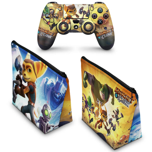 KIT Capa Case e Skin Anti-Rage PS4 Controle - Ratchet & Clank