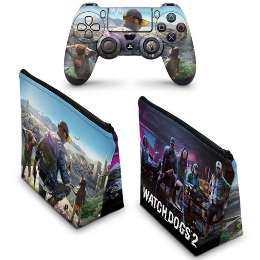 KIT Capa Case e Skin Anti-Rage PS4 Controle - Watch Dogs 2