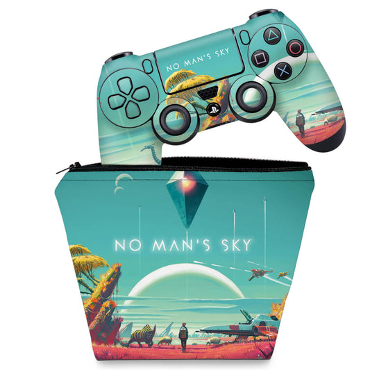 KIT Capa Case e Skin Anti-Rage PS4 Controle - No Man'S Sky