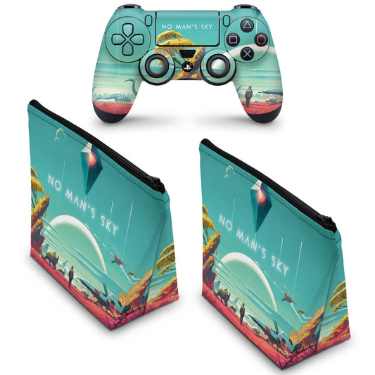 KIT Capa Case e Skin Anti-Rage PS4 Controle - No Man'S Sky