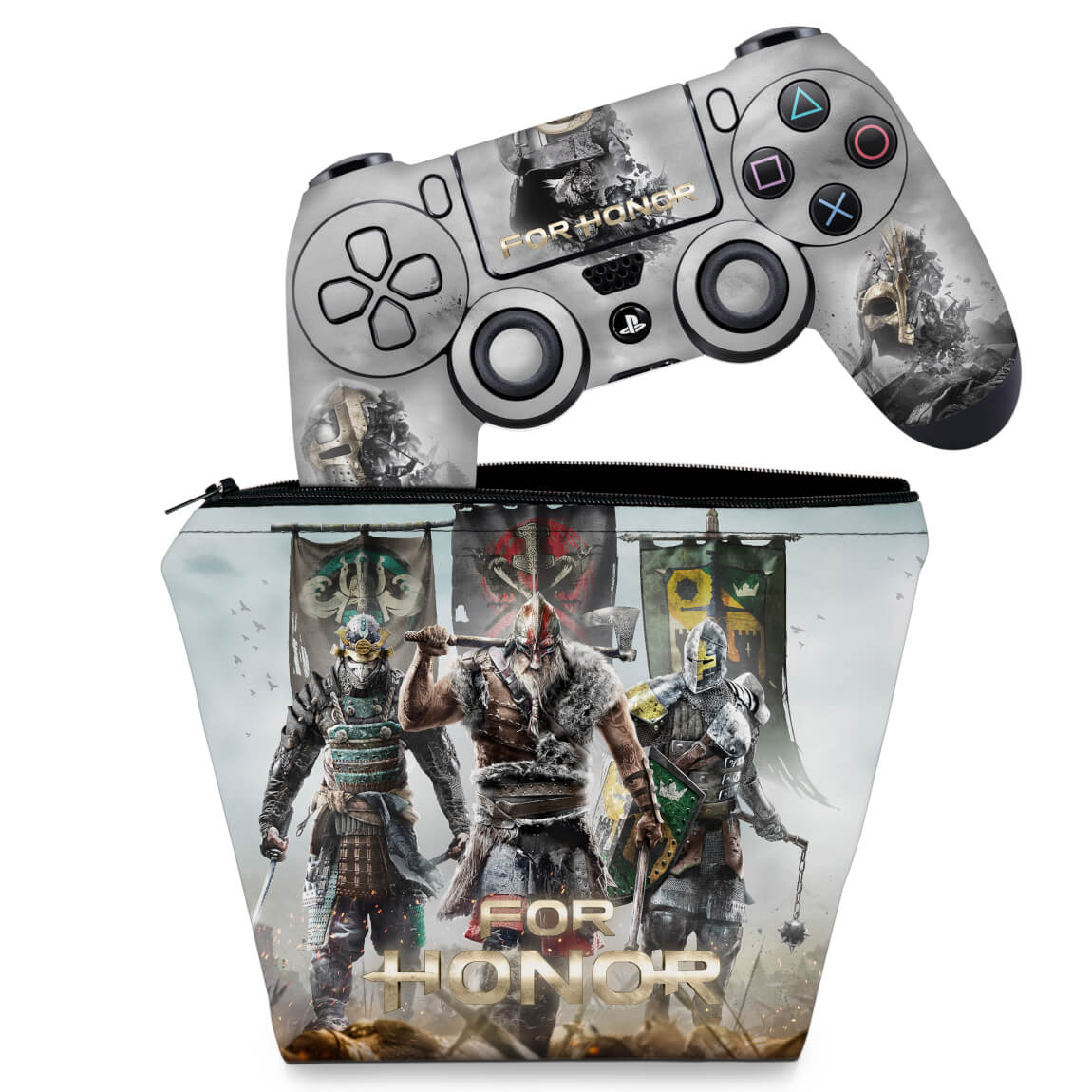 KIT Capa Case e Skin Anti-Rage PS4 Controle - For Honor