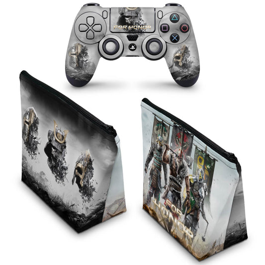 KIT Capa Case e Skin Anti-Rage PS4 Controle - For Honor