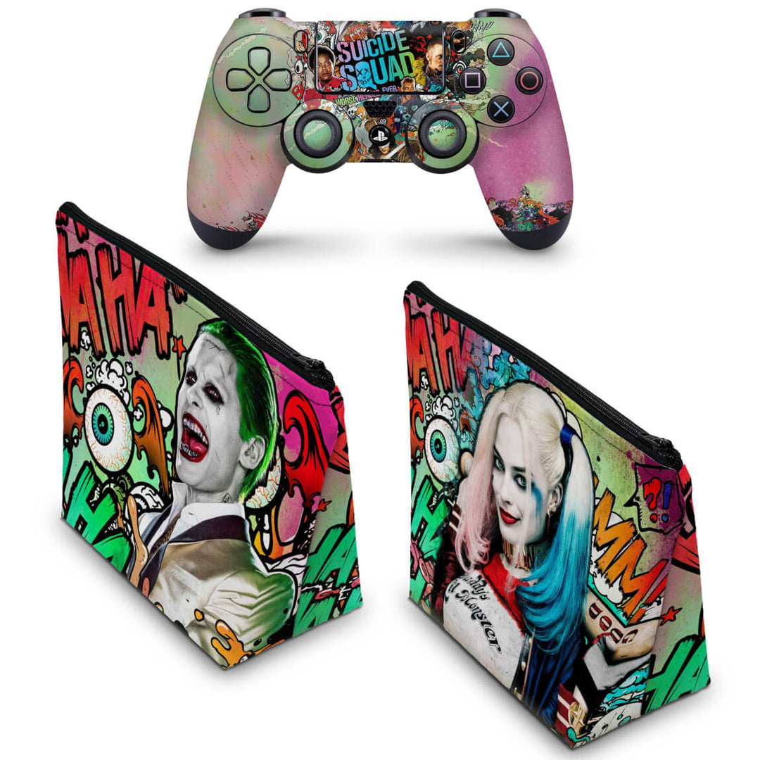 KIT Capa Case e Skin Anti-Rage PS4 Controle - Esquadrão Suicida #A - Pop Arte Skins - foto 2