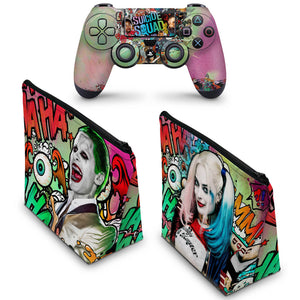 KIT Capa Case e Skin Anti-Rage PS4 Controle - Esquadrão Suicida #A - Pop Arte Skins - foto 2