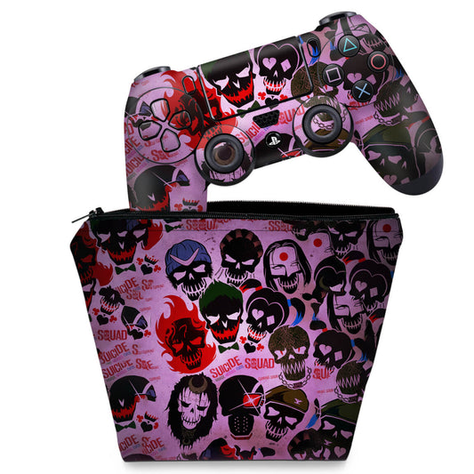 KIT Capa Case e Skin Anti-Rage PS4 Controle - Esquadrão Suicida #C