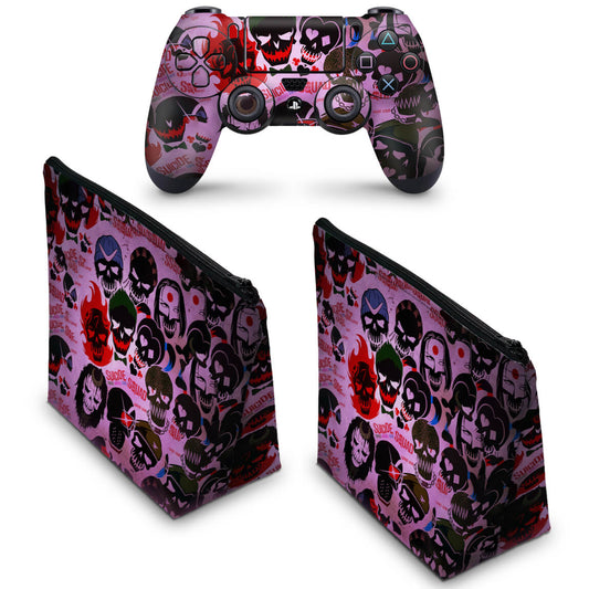 KIT Capa Case e Skin Anti-Rage PS4 Controle - Esquadrão Suicida #C