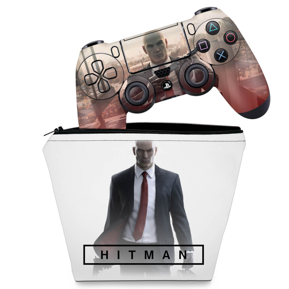 KIT Capa Case e Skin Anti-Rage PS4 Controle - Hitman 2016