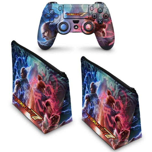 KIT Capa Case e Skin Anti-Rage PS4 Controle - Tekken 7