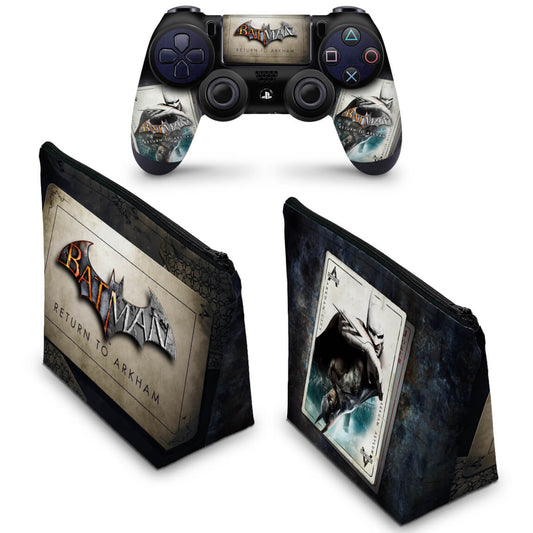 KIT Capa Case e Skin Anti-Rage PS4 Controle - Batman Return To Arkham