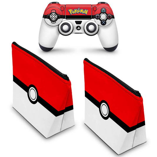 KIT Capa Case e Skin Anti-Rage PS4 Controle - Pokemon