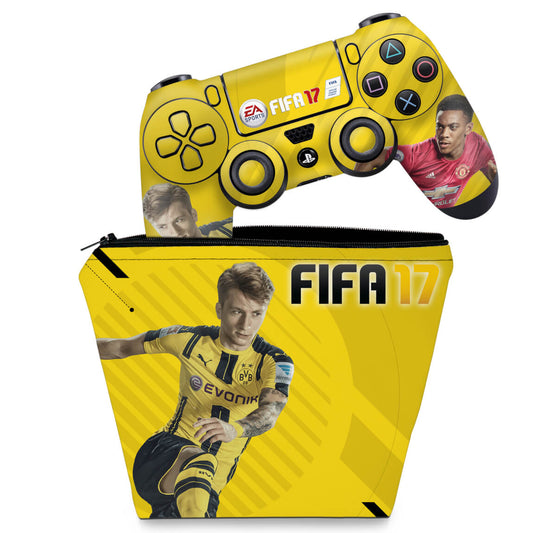 KIT Capa Case e Skin Anti-Rage PS4 Controle - Fifa 17