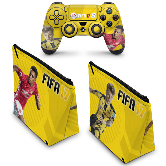 KIT Capa Case e Skin Anti-Rage PS4 Controle - Fifa 17