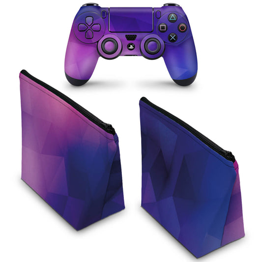 KIT Capa Case e Skin Anti-Rage PS4 Controle - Arte Abstrata #1