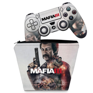 KIT Capa Case e Skin Anti-Rage PS4 Controle - Mafia 3 - Pop Arte Skins