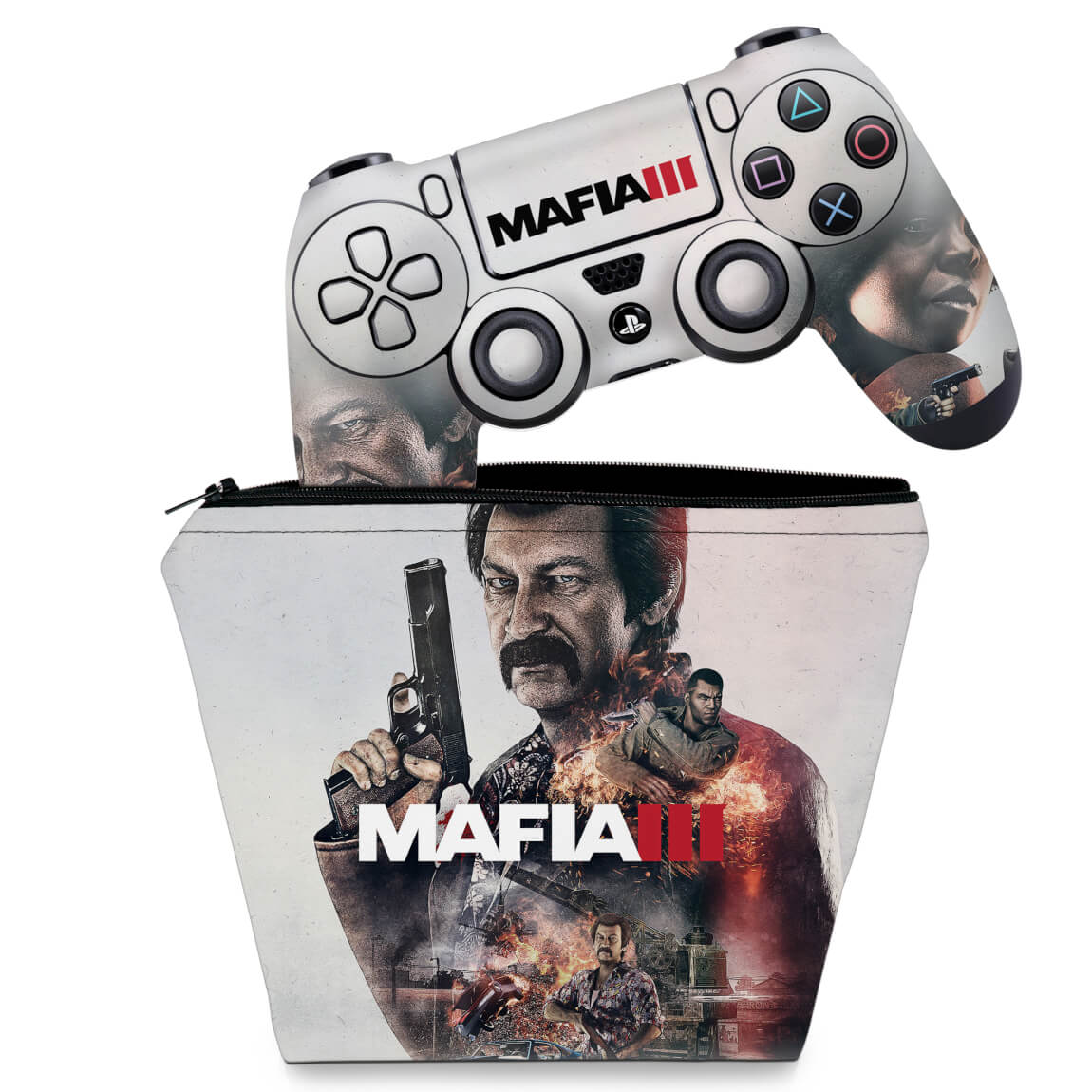 KIT Capa Case e Skin Anti-Rage PS4 Controle - Mafia 3