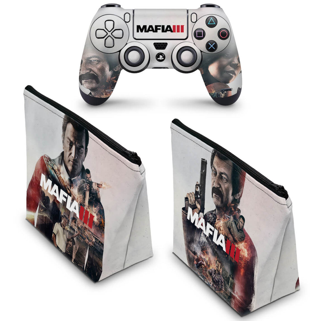 KIT Capa Case e Skin Anti-Rage PS4 Controle - Mafia 3 - Pop Arte Skins - foto 2