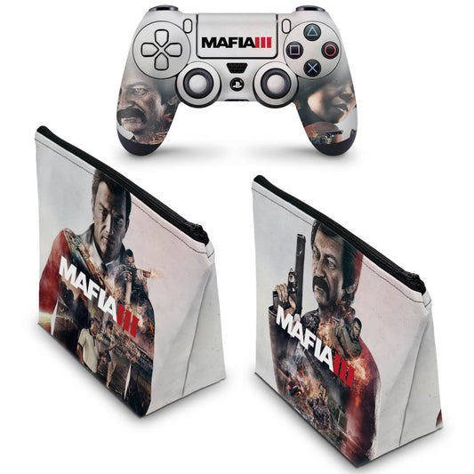 KIT Capa Case e Skin Anti-Rage PS4 Controle - Mafia 3