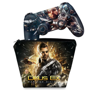 KIT Capa Case e Skin Anti-Rage PS4 Controle - Deus Ex: Mankind Divided - Pop Arte Skins